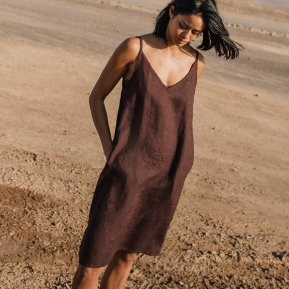 Like New Not Perfect Linen Langley Midi Slip Dress - Size S, Natural - Picture 7 of 7